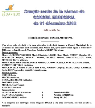 Compte Rendu du 11.12.2018